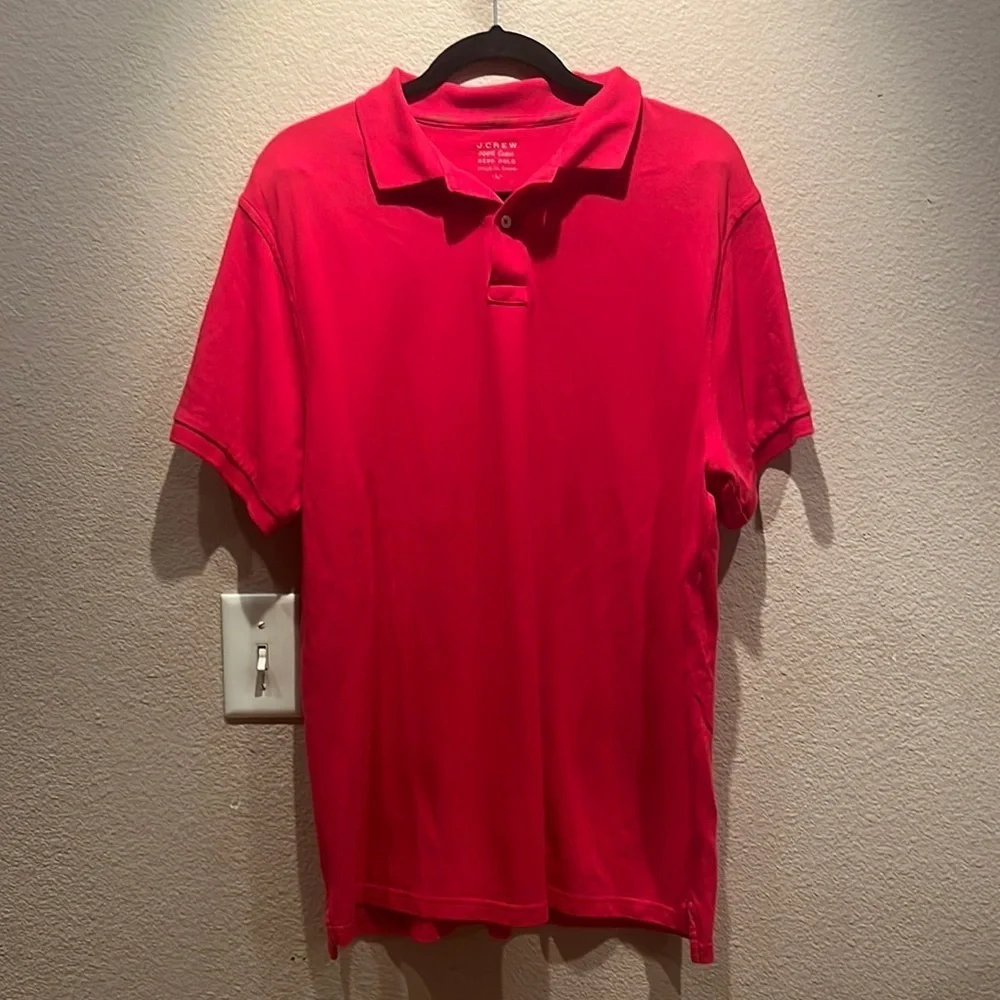 J. Crew Men’s Pique Knit Cotton Repp Polo Shirt Red Size Large